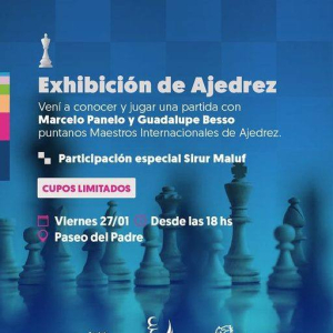 Los Maestros Internacionales, Guadalupe Besso y Marcelo Panelo, realizarán una exhibición de ajedrez